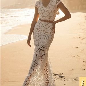 White lace 2 piece dress